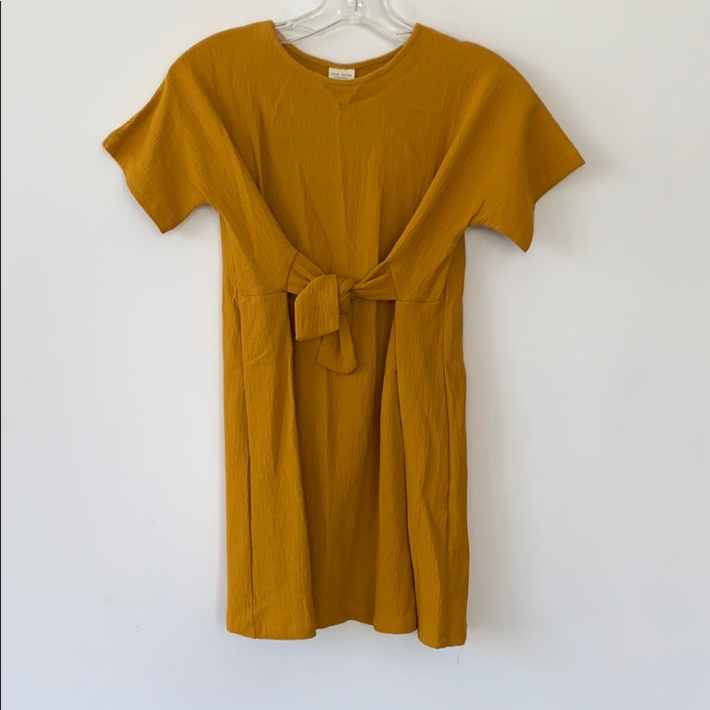 Zara Girls Mustard Dress with Waist Tie #C0030